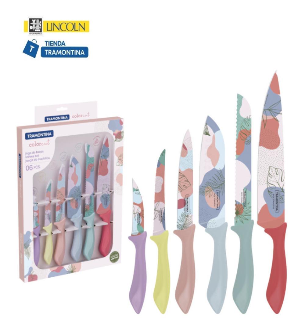 JUEGO DE CUCHILLOS TRAMONTINA COLORCUT 6 PIEZAS